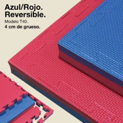 Tatami Puzzle 4cm 100x100cm, Pack 4 Unidades – Superficie T Azul/rojo Jowy