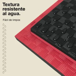 Tatami Puzzle 2,5cm 100x100cm, Pack 4 Unidades – Superficie 5 Líneas Negro/rojo Jowy