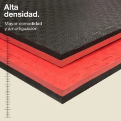Tatami Puzzle 4cm 100x100cm, Pack 4 Unidades – Superficie 5 Líneas Negro/rojo Jowy