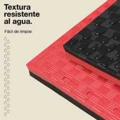 Tatami Puzzle 4cm 100x100cm, Pack 4 Unidades – Superficie 5 Líneas Negro/rojo Jowy