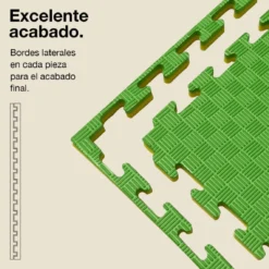 Tatami Puzzle 2,5cm 100x100cm, Pack 4 Unidades – Superficie 5 Líneas Amarillo/verde Jowy