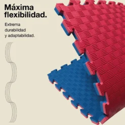 Tatami Puzzle 2cm 100x100cm – Superficie 5 Líneas Rojo/azul Jowy