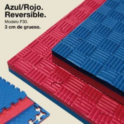 Tatami Puzzle 2cm 100x100cm – Superficie 5 Líneas Rojo/azul Jowy