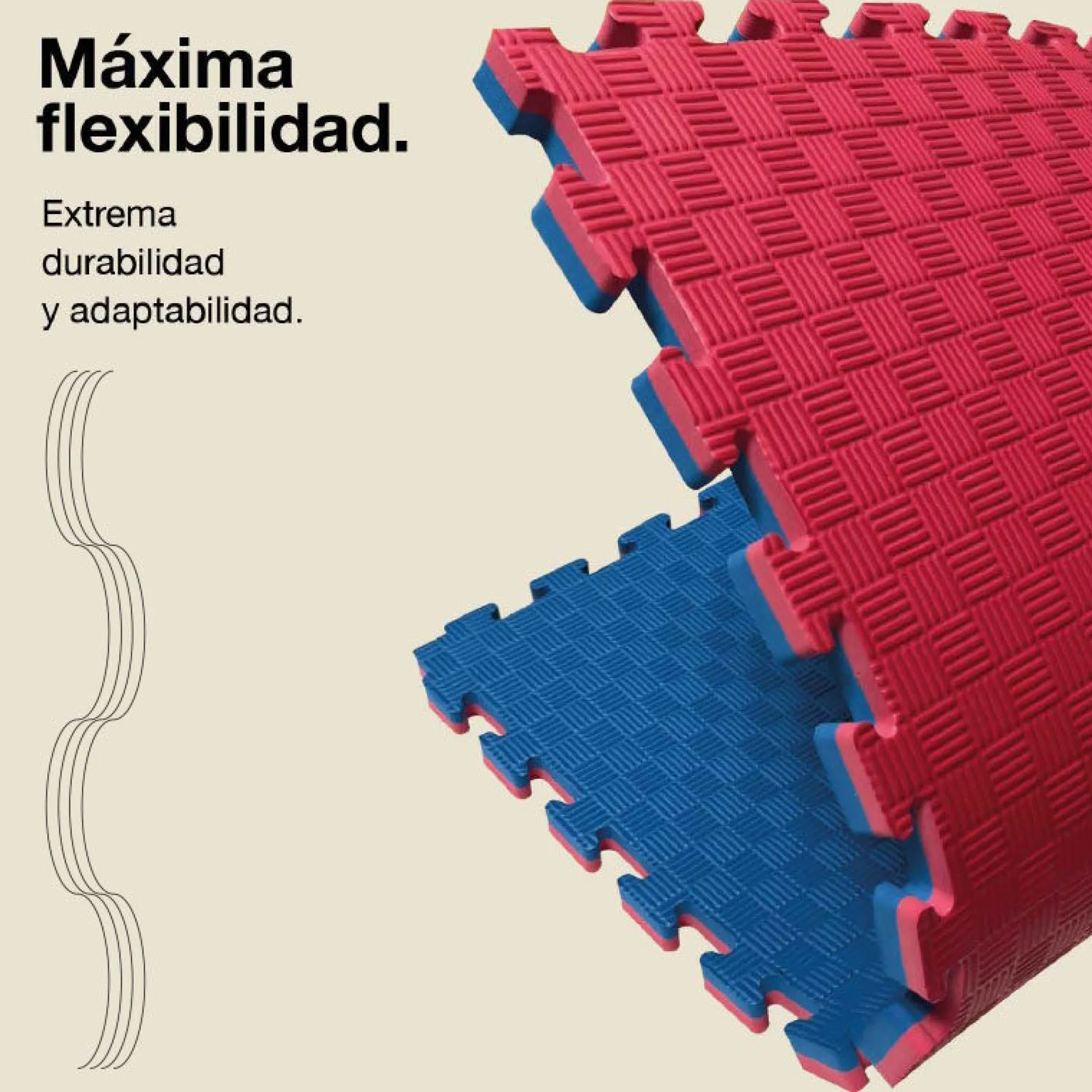 Tatami Puzzle 2cm 100x100cm – Superficie 5 Líneas Rojo/azul Jowy