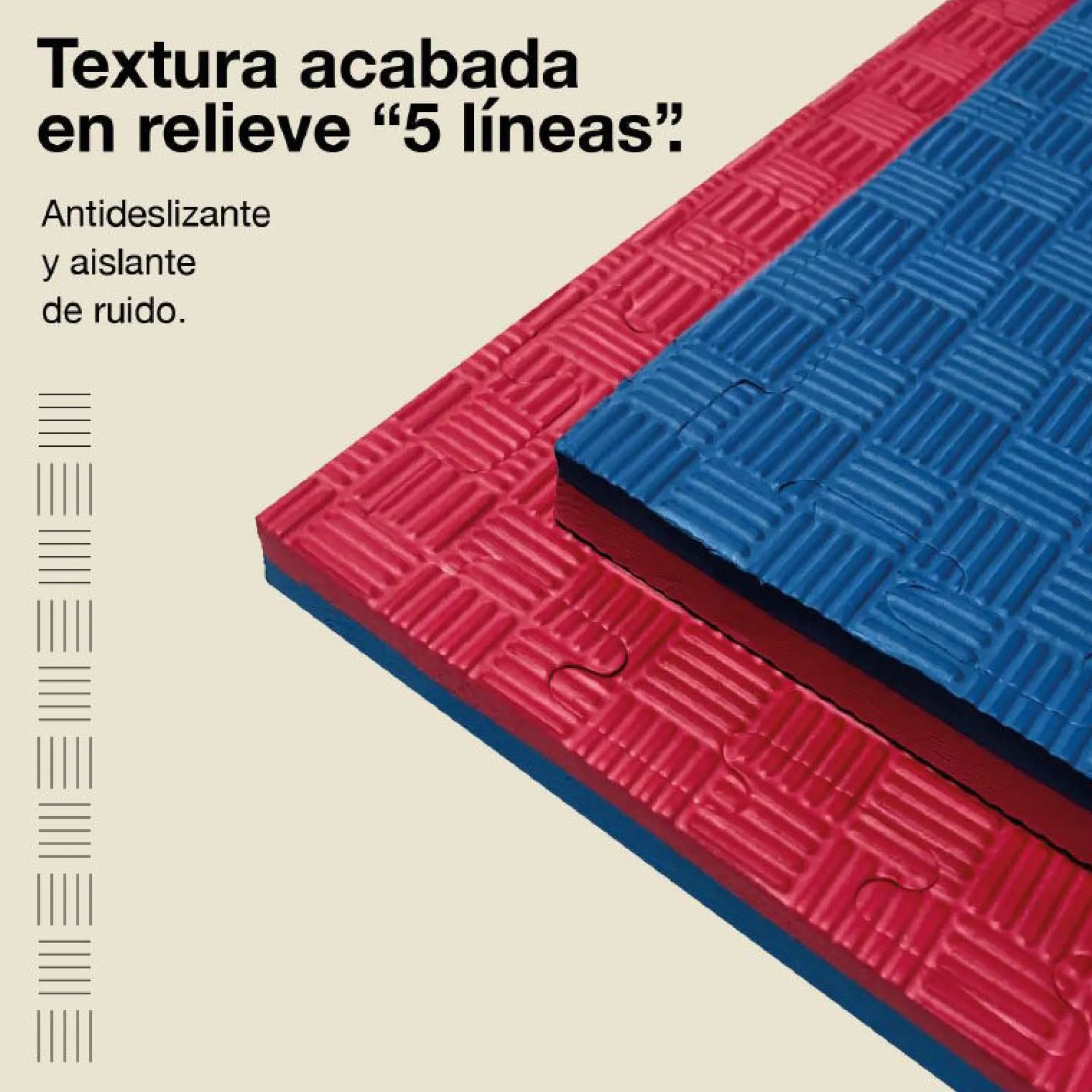 Tatami Puzzle 2cm 100x100cm – Superficie 5 Líneas Rojo/azul Jowy