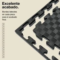 Tatami Puzzle 2cm 100x100cm – Superficie 5 Líneas Gris/negro Jowy