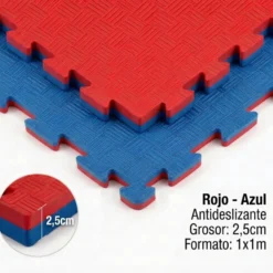 Tatami Puzzle Eva Para Suelo Infantil 1x1m X25mm Rojo - Azul Pack Ahorro 16 Unidades