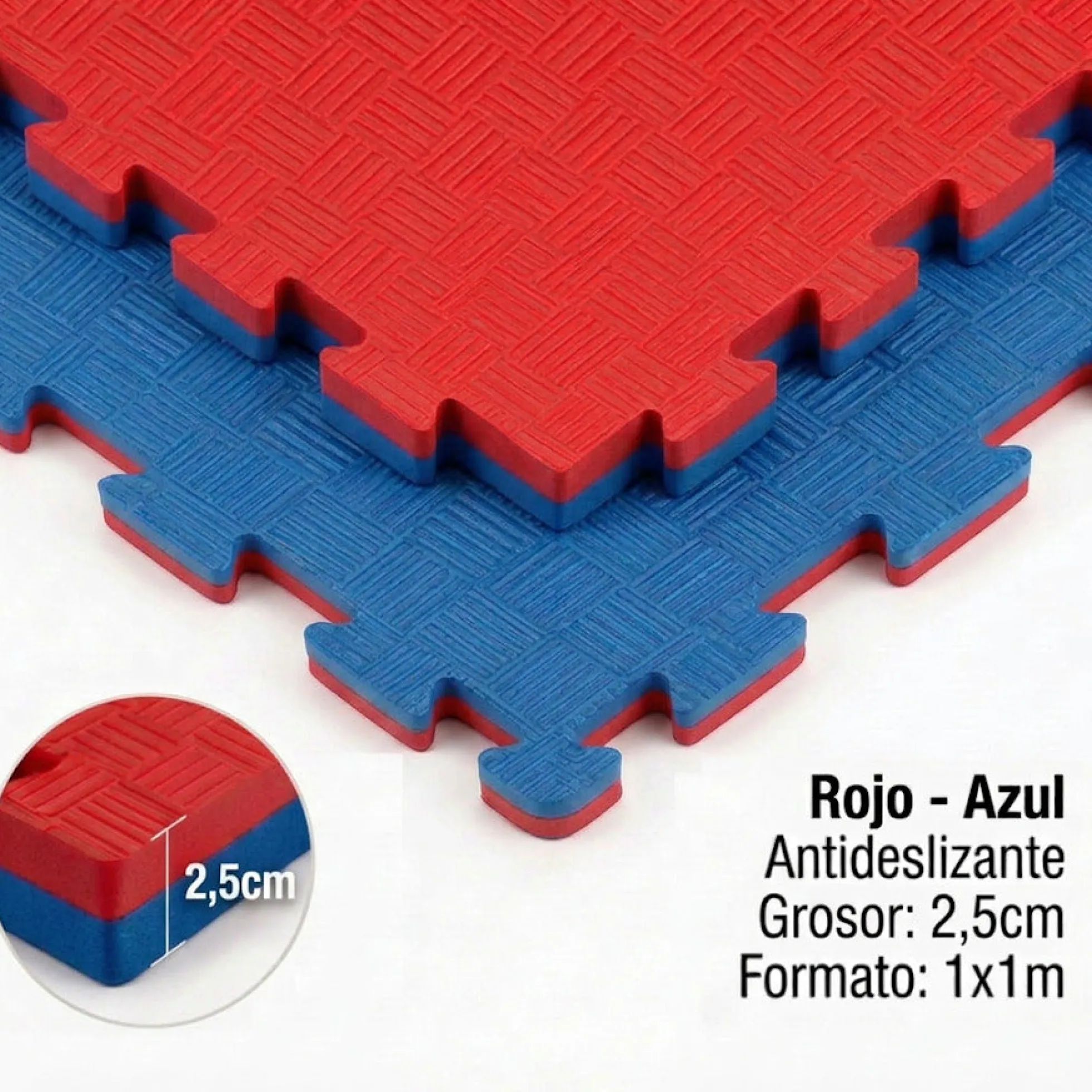 Tatami Puzzle Eva Para Suelo Infantil 1x1m X25mm Rojo - Azul Pack Ahorro 10 Unidades