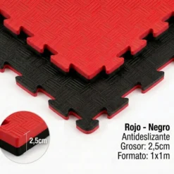 Tatami Puzzle Eva Para Suelo Infantil 1x1m X25mm Rojo - Negro Pack Ahorro 16 Unidades