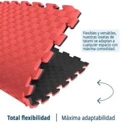 Tatami Puzzle Eva Para Suelo Infantil 1x1m X25mm Rojo - Negro Pack Ahorro 16 Unidades