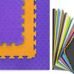 Tatami Puzzle Eva Para Suelo Infantil 1x1m X20mm Naranja - Lila Pack Ahorro 10 Unidad