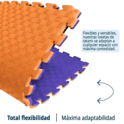 Tatami Puzzle Eva Para Suelo Infantil 1x1m X20mm Naranja - Lila Pack Ahorro 20 Unidad