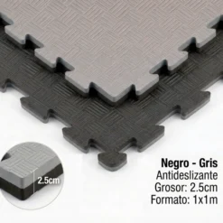 Tatami Puzzle Eva Para Suelo Infantil 1x1m X25mm Negro - Gris Pack Ahorro 10 Unidades