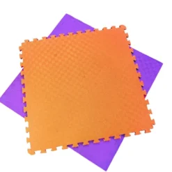 Tatami Puzzle Eva Para Suelo Infantil 1x1m X20mm Naranja - Lila Pack Ahorro 16 Unidad