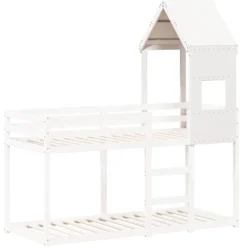 Techo De Cama Infantil Madera Maciza Pino Blanco 55x99x139,5 Cm