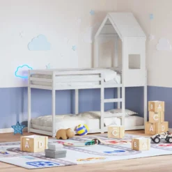 Techo De Cama Infantil Madera Maciza Pino Blanco 55x99x139,5 Cm