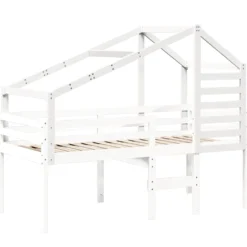Techo De Cama Infantil Madera Maciza Pino Blanco 188x97x113 Cm