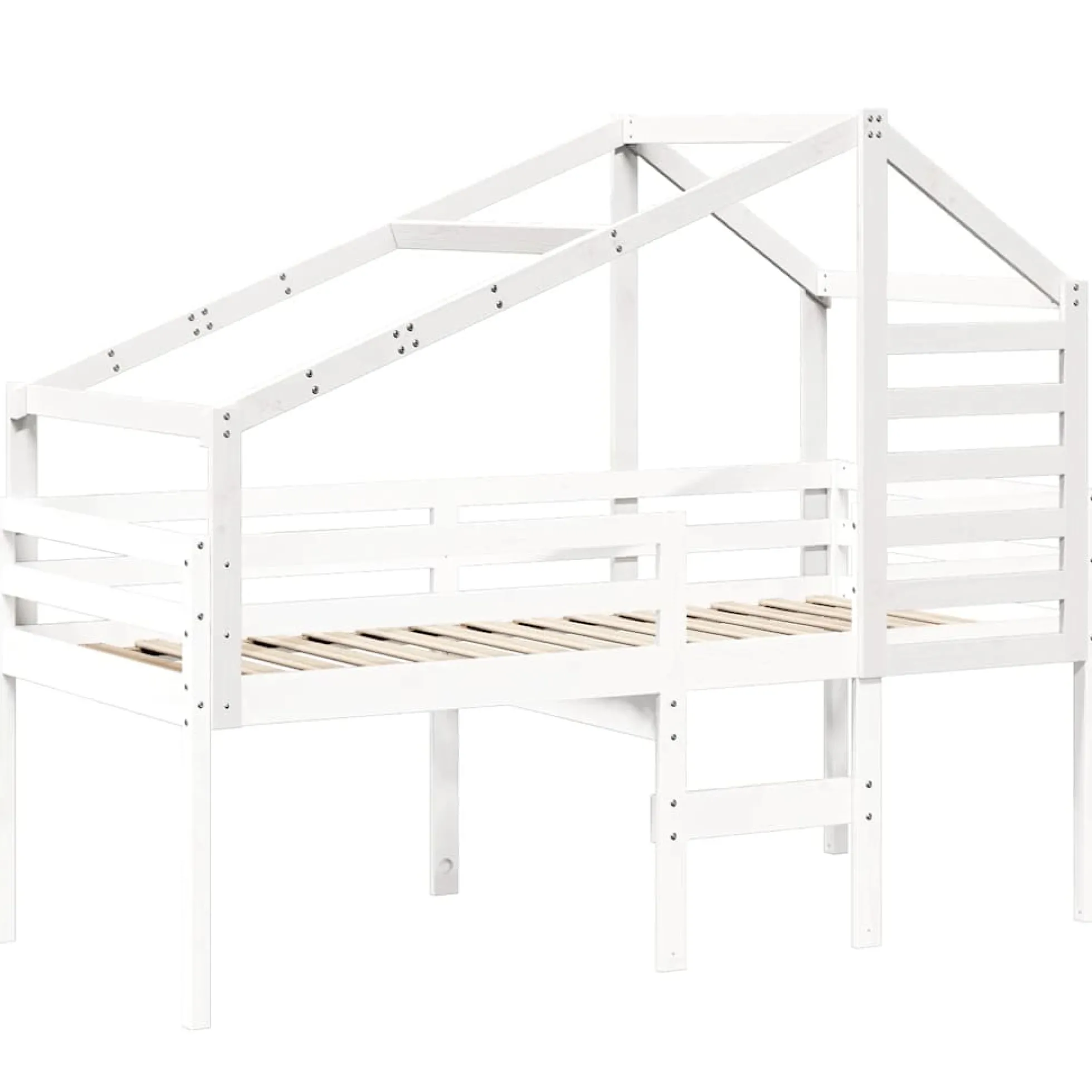 Techo De Cama Infantil Madera Maciza Pino Blanco 188x97x113 Cm