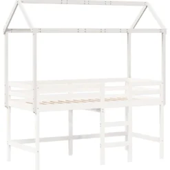Techo De Cama Infantil Madera Maciza Blanco 217x95,5x159 Cm