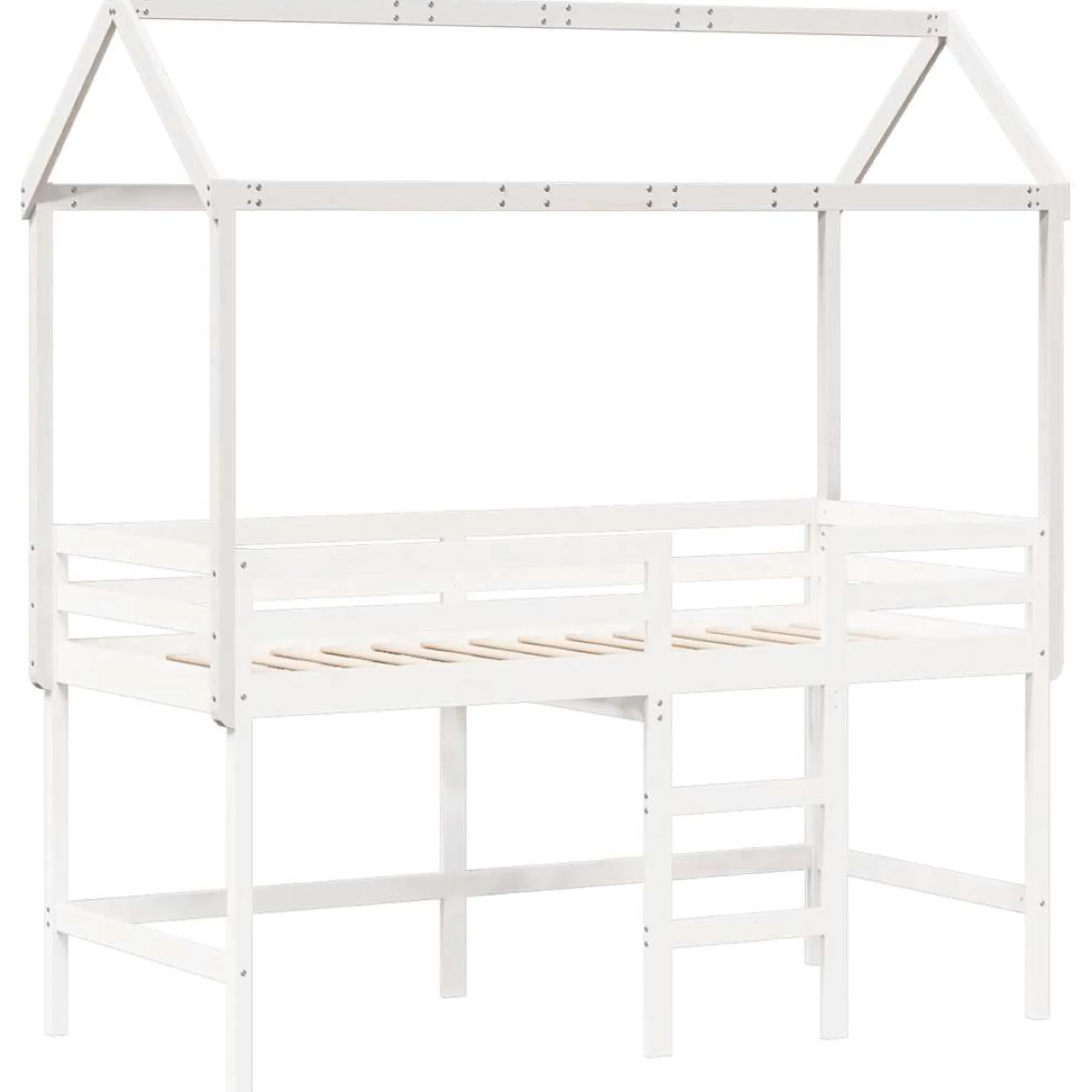 Techo De Cama Infantil Madera Maciza Blanco 217x95,5x159 Cm