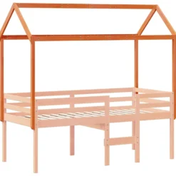 Techo De Cama Infantil Madera Maciza Marrón 207x80,5x151,5 Cm