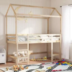 Techo De Cama Infantil Madera Maciza Pino 217x85,5x154 Cm