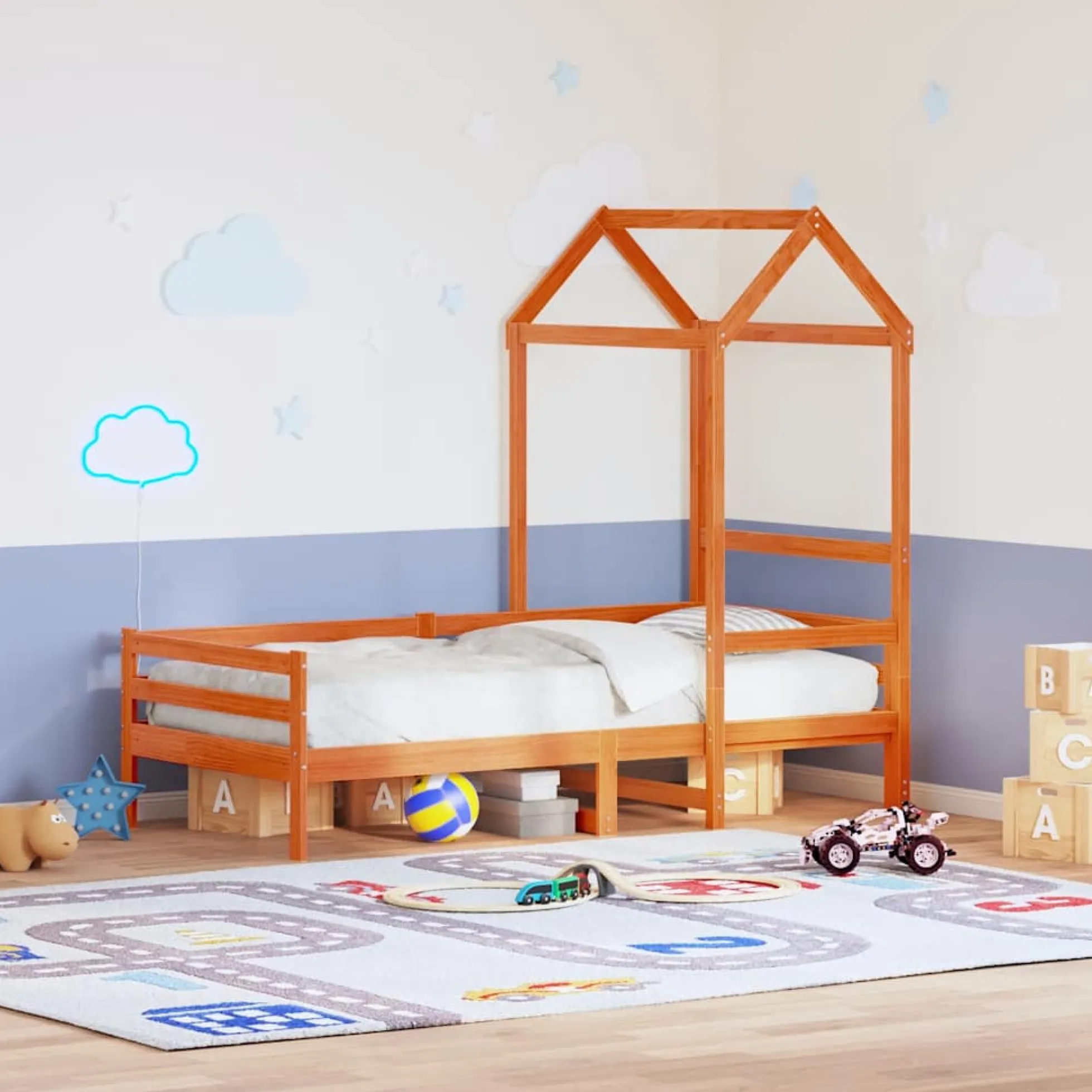 Techo De Cama Infantil Madera Maciza Pino Marrón 98x70x176,5 Cm