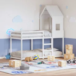 Techo De Cama Infantil Madera Maciza Pino Blanco 60x89x134,5 Cm