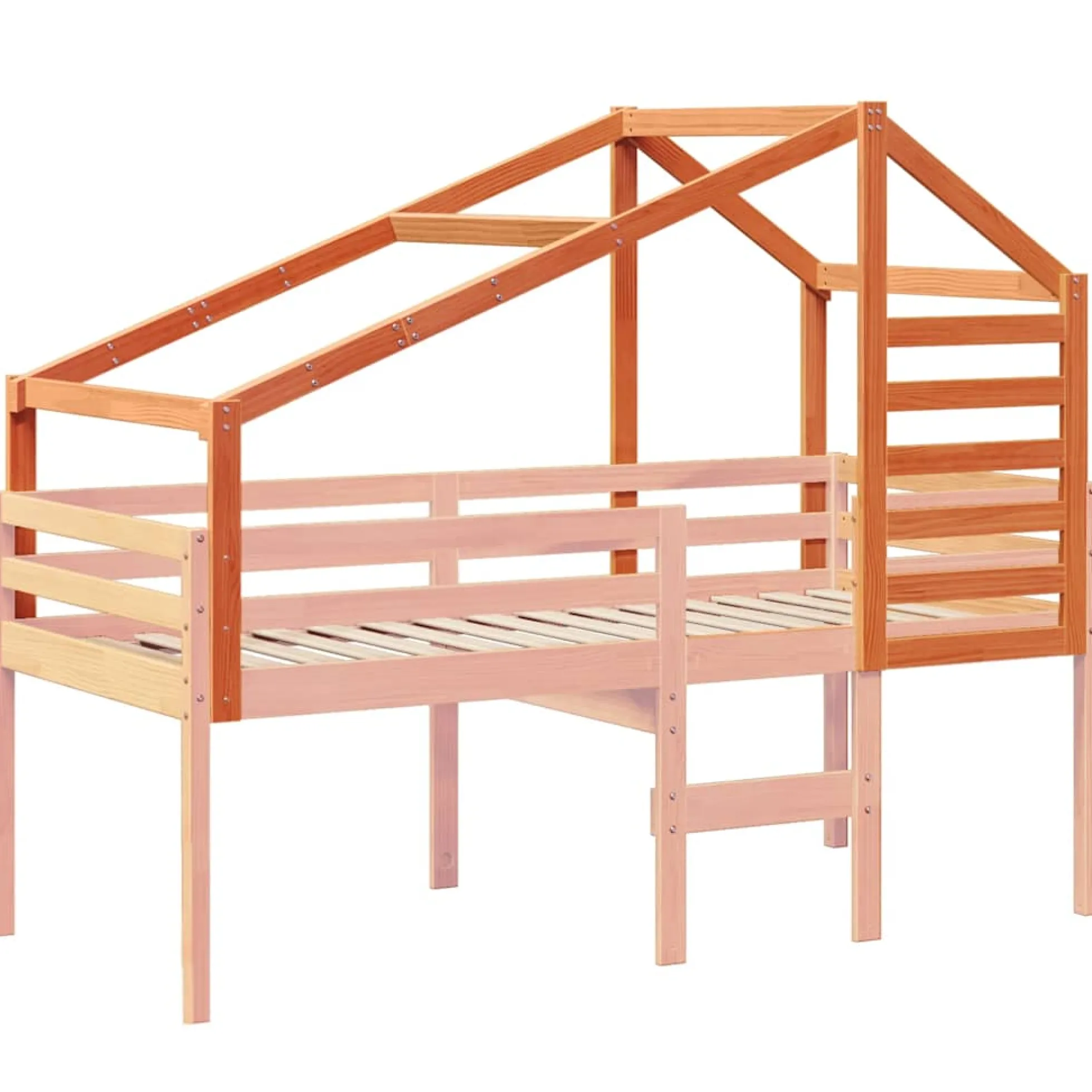 Techo De Cama Infantil Madera Maciza Pino Marrón 188x82x113 Cm