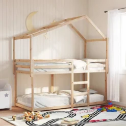 Techo De Cama Infantil Madera Maciza Pino 203x95,5x142 Cm