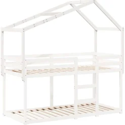 Techo De Cama Infantil Madera Maciza Blanco 213x85,5x144,5 Cm