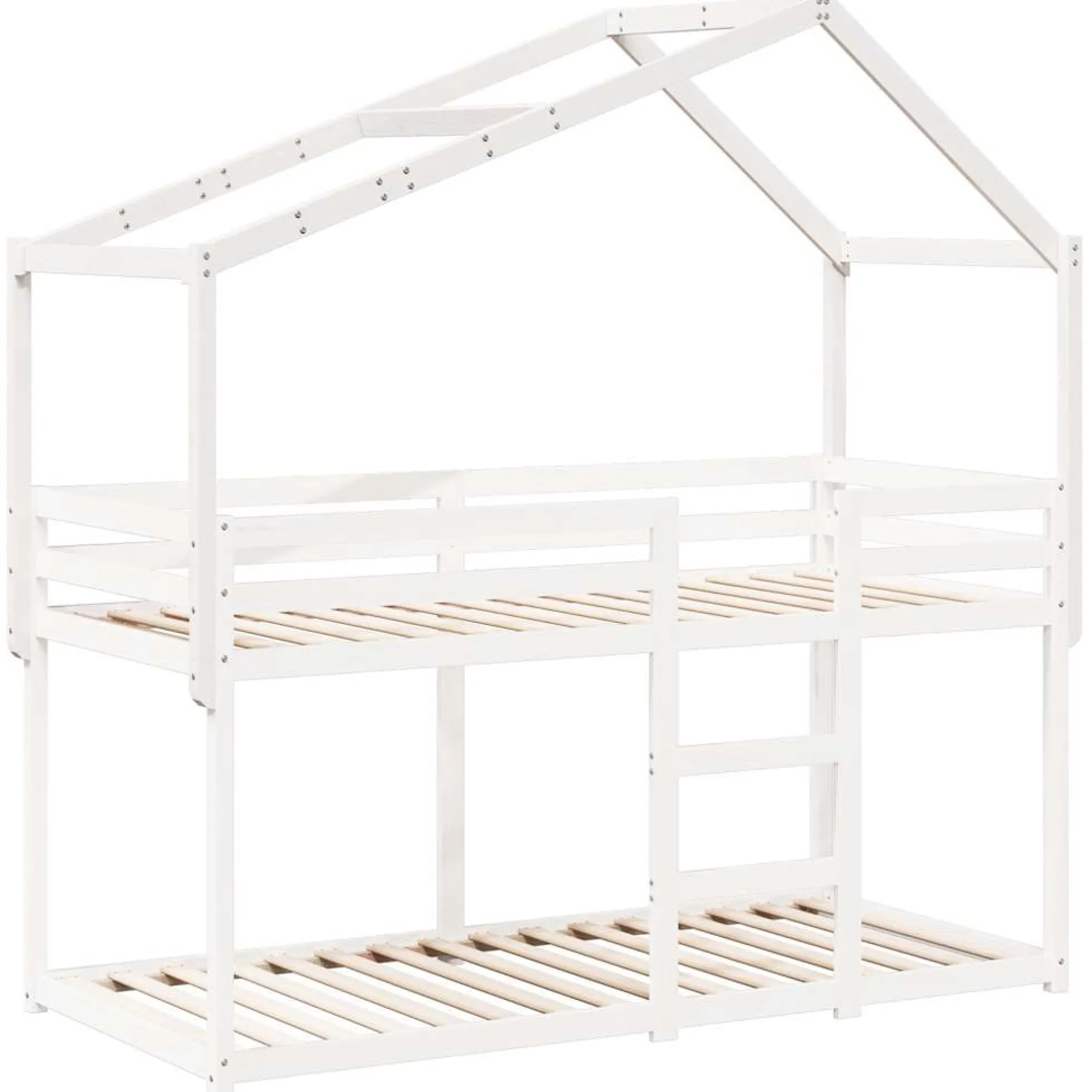 Techo De Cama Infantil Madera Maciza Blanco 213x85,5x144,5 Cm