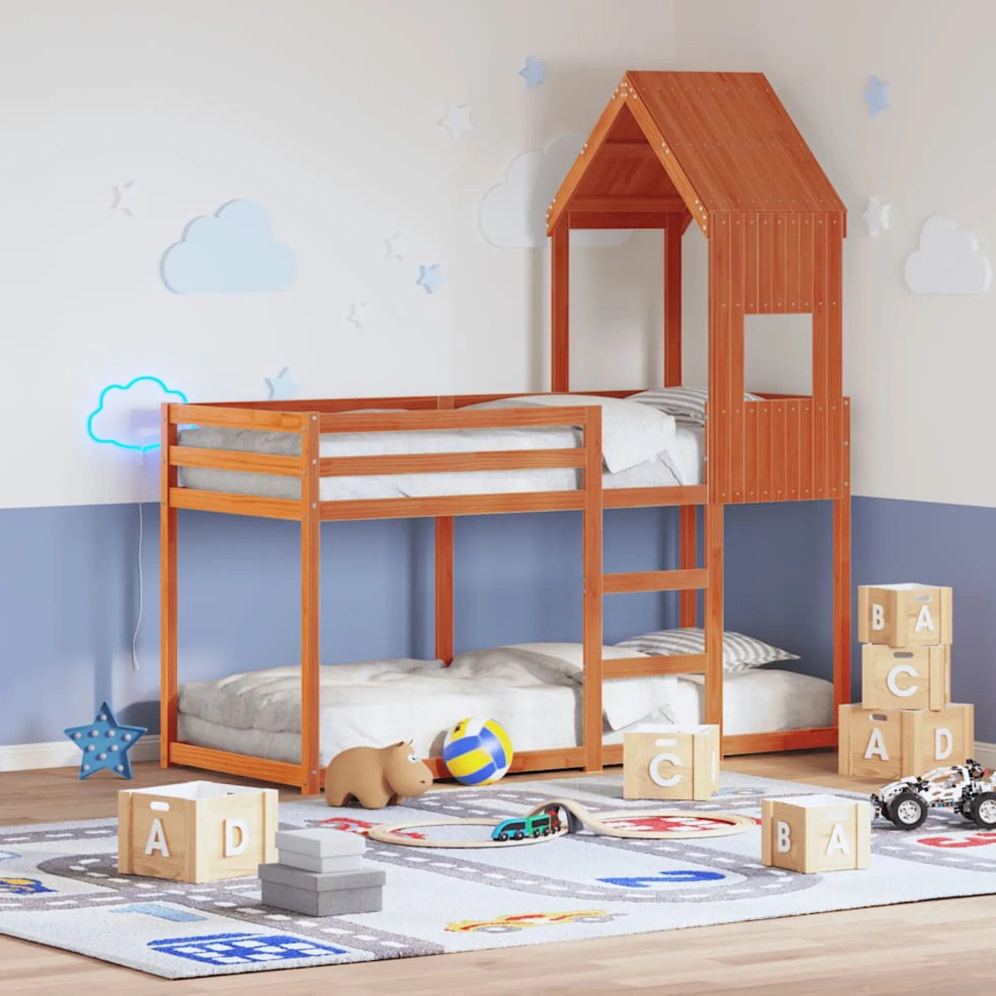 Techo De Cama Infantil Madera Maciza Pino Marrón 55x84x132 Cm