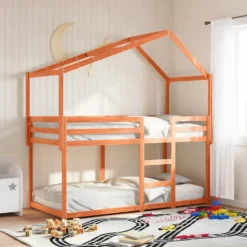 Techo De Cama Infantil Madera Maciza Marrón 213x85,5x144,5 Cm