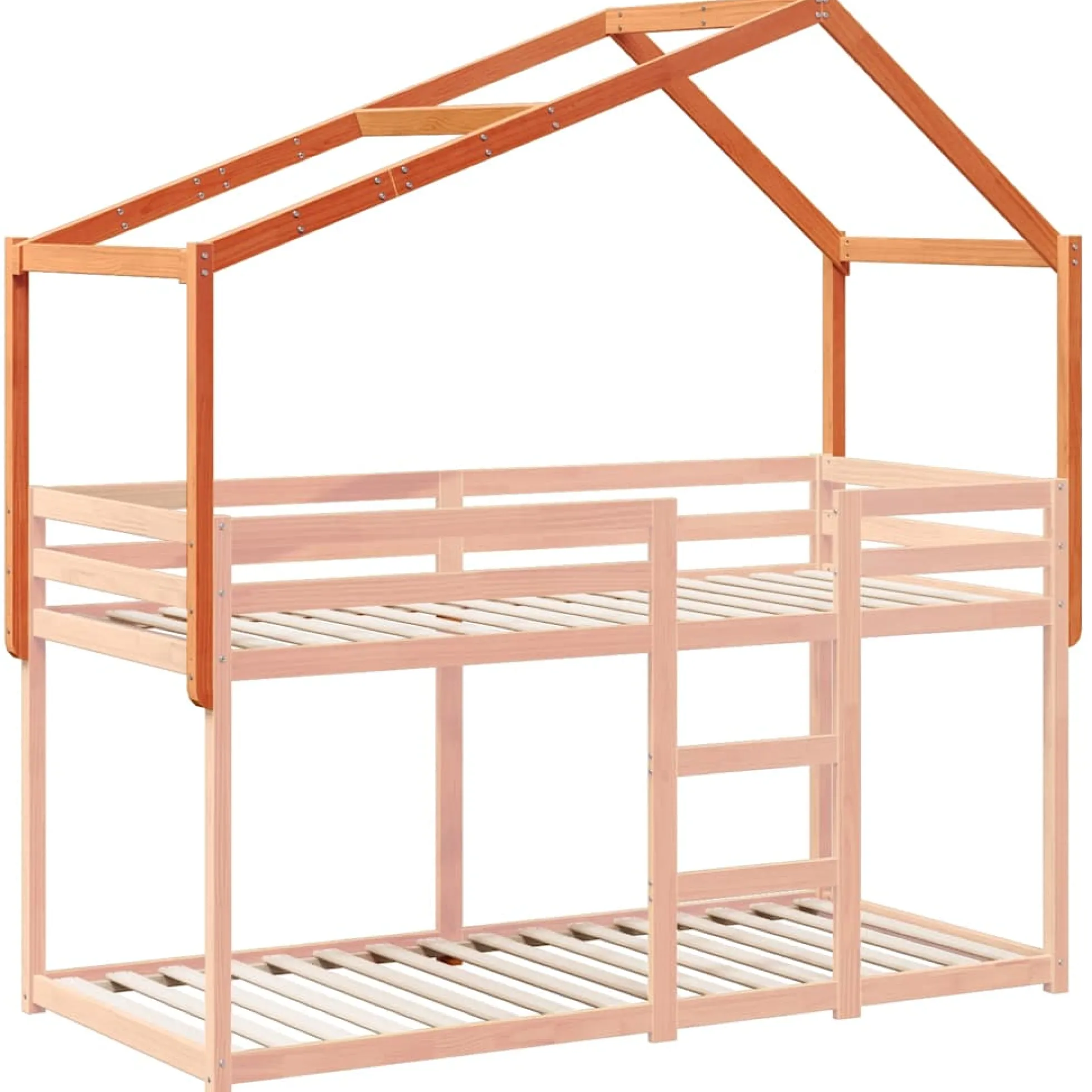 Techo De Cama Infantil Madera Maciza Marrón 213x85,5x144,5 Cm