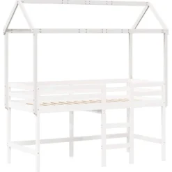 Techo De Cama Infantil Madera Maciza Blanco 207x95,5x159 Cm