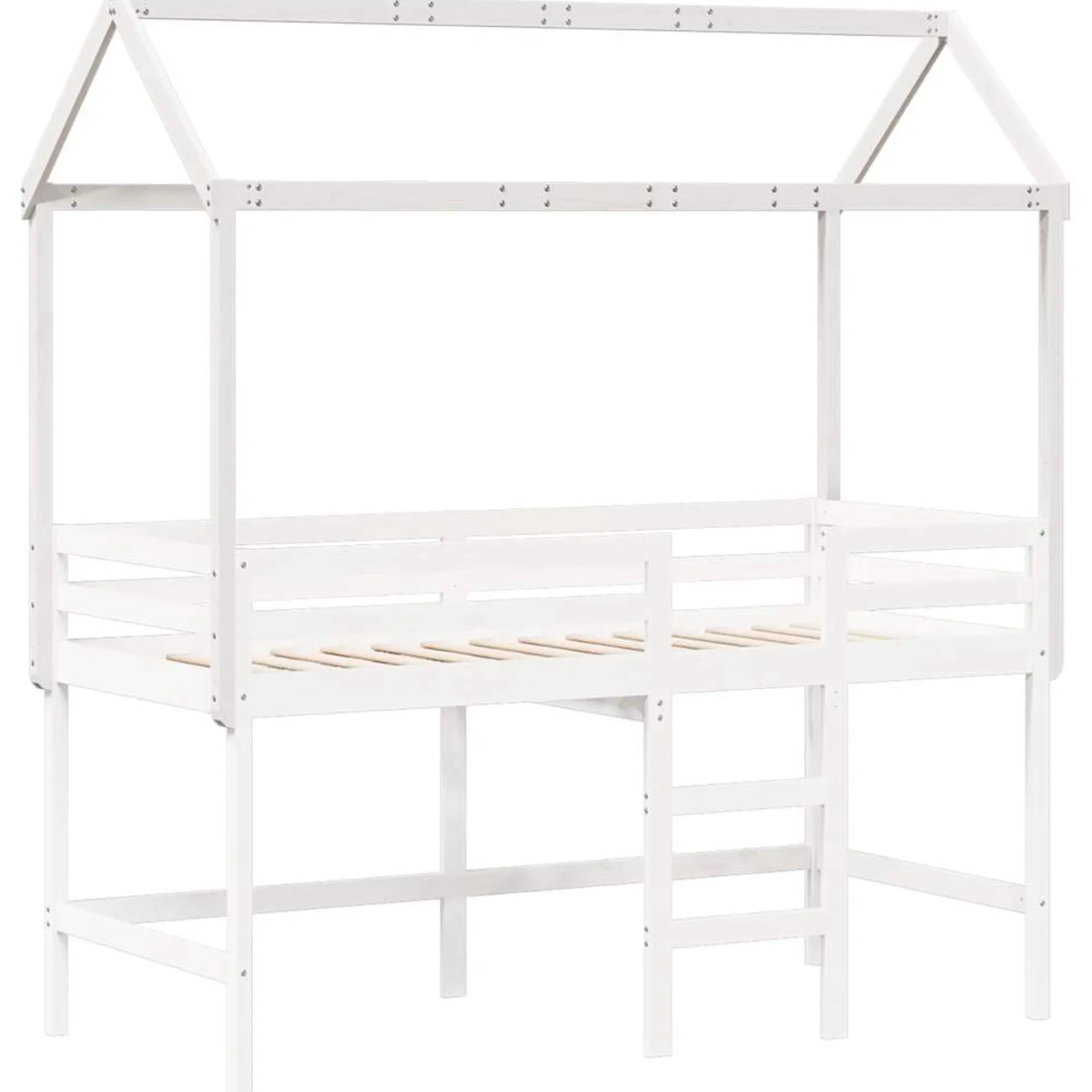 Techo De Cama Infantil Madera Maciza Blanco 207x95,5x159 Cm