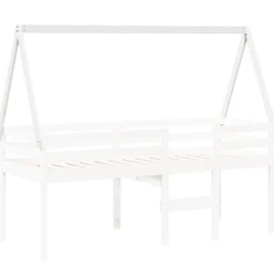 Techo De Cama Infantil Madera Maciza Pino Blanco 199x95,5x88 Cm