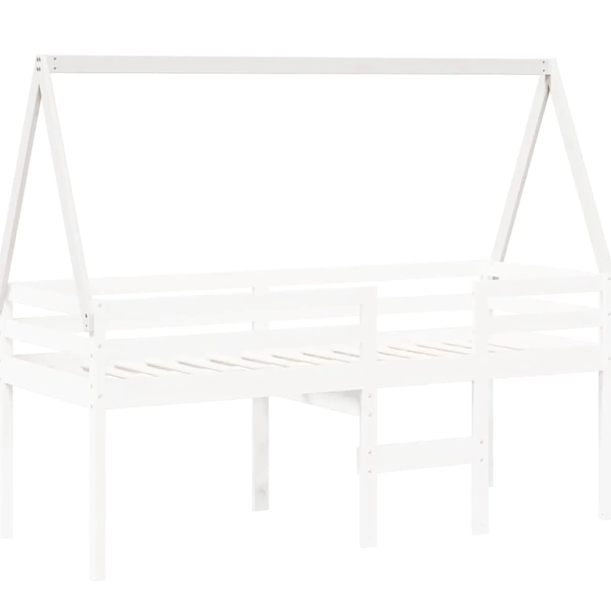 Techo De Cama Infantil Madera Maciza Pino Blanco 199x95,5x88 Cm