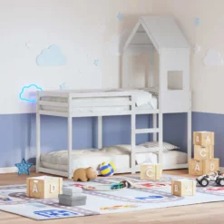 Techo De Cama Infantil Madera Maciza Pino Blanco 55x84x132 Cm