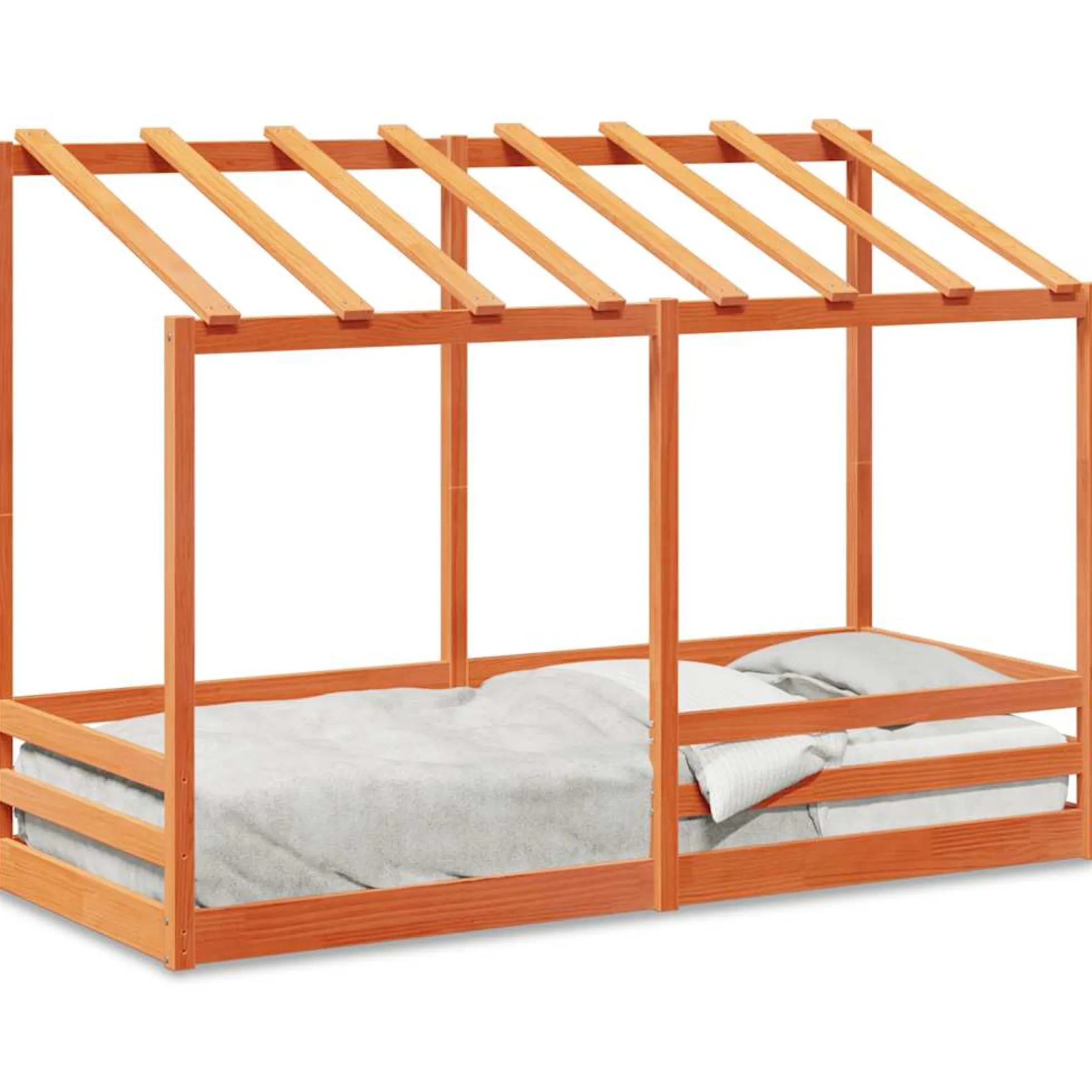 Techo De Cama Infantil Madera Maciza Marrón 75x190 Cm