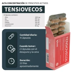 Tensiovecos Vecos 90 Cápsulas | Corazon Saludable Y Antioxidantes | Potasio + Olivo + Ajo
