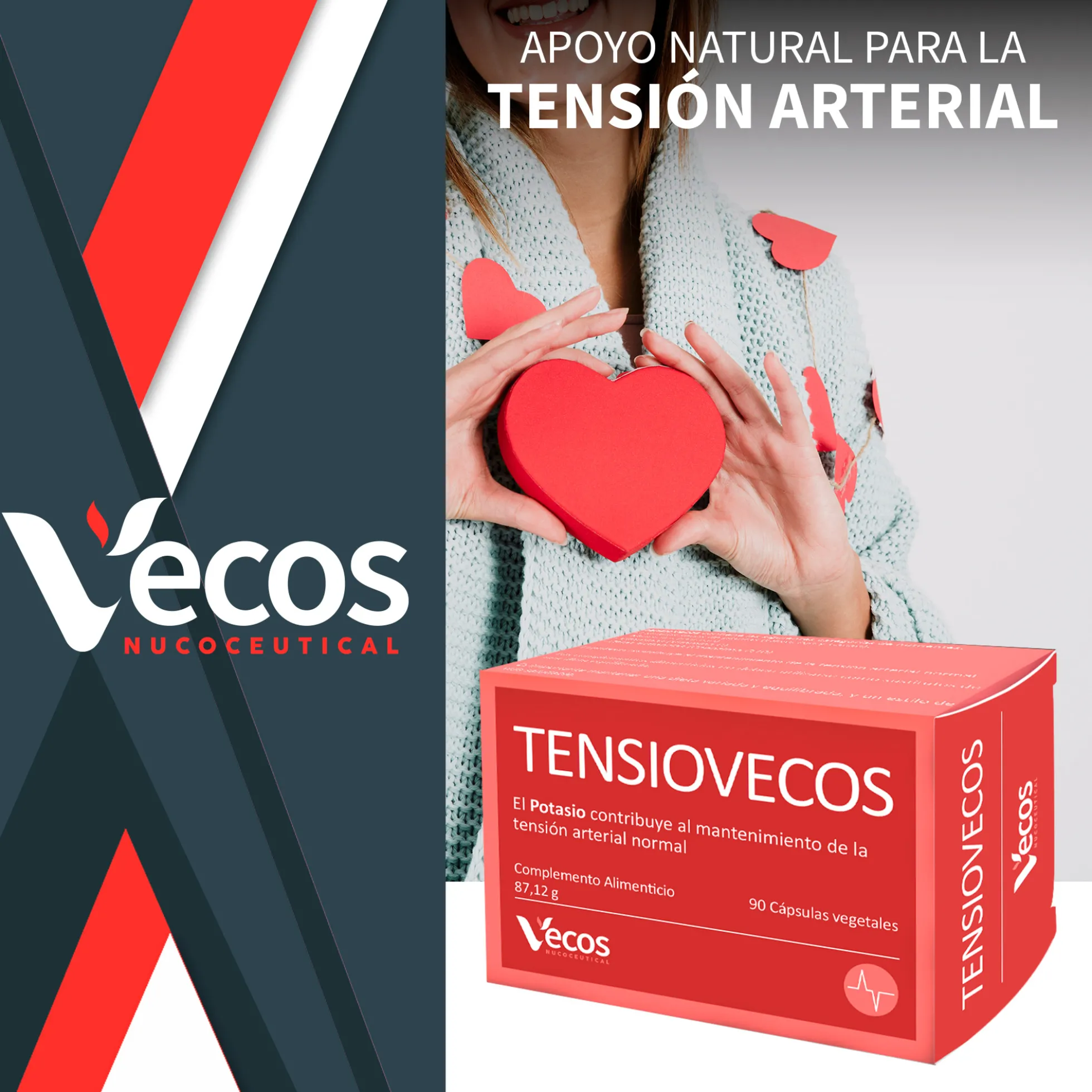 Tensiovecos Vecos 90 Cápsulas | Corazon Saludable Y Antioxidantes | Potasio + Olivo + Ajo