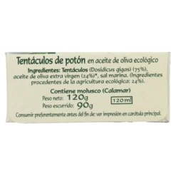 Tentáculos de potón del pacífico en aceite de oliva ecológico en Lata Pan do Mar 120g