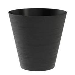 Teraplast Macetero De Plástico Reciclado Hoop Negro 20cm Con Depósito De Agua