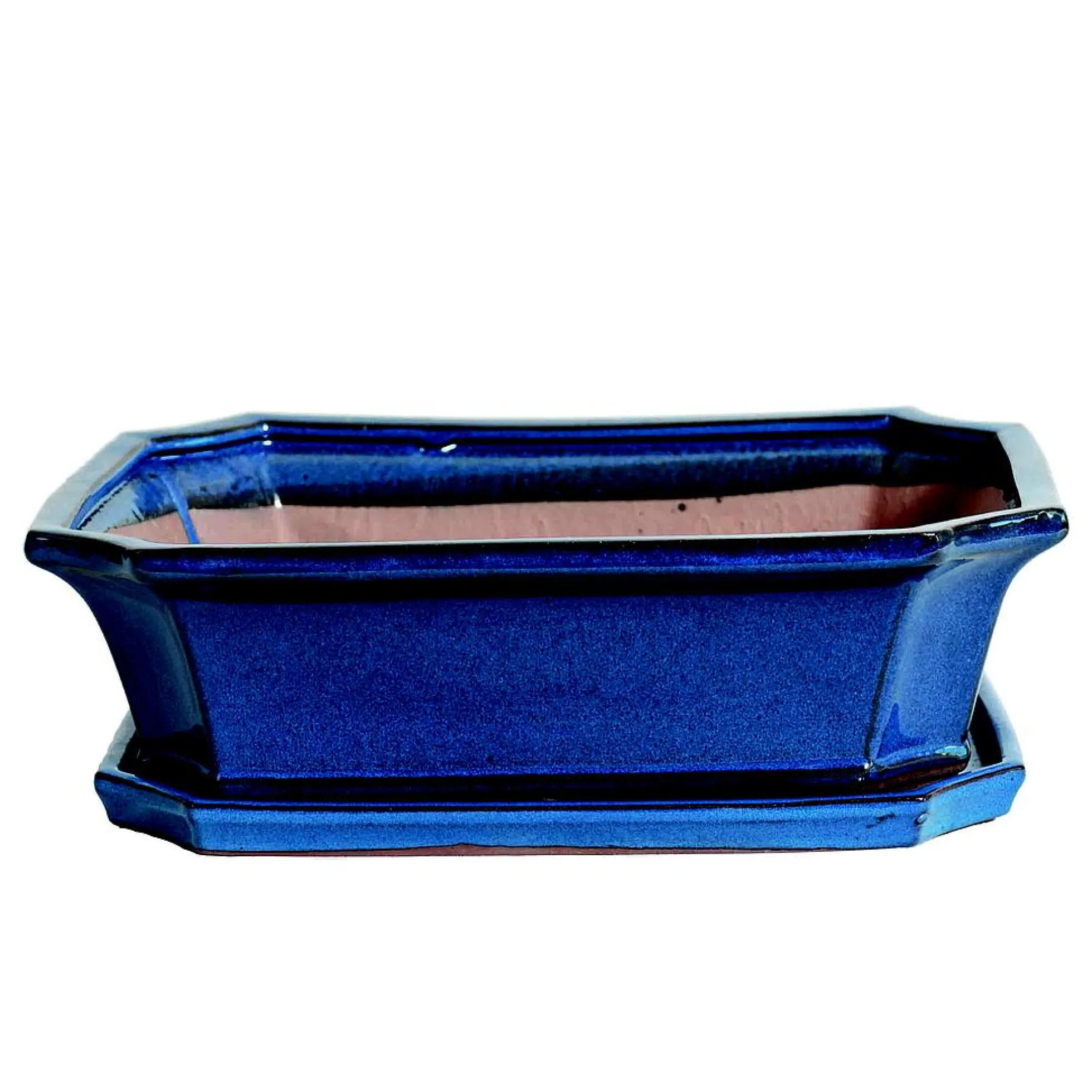 Tiesto Rectangular Azul Con Plato 29x23x10cm