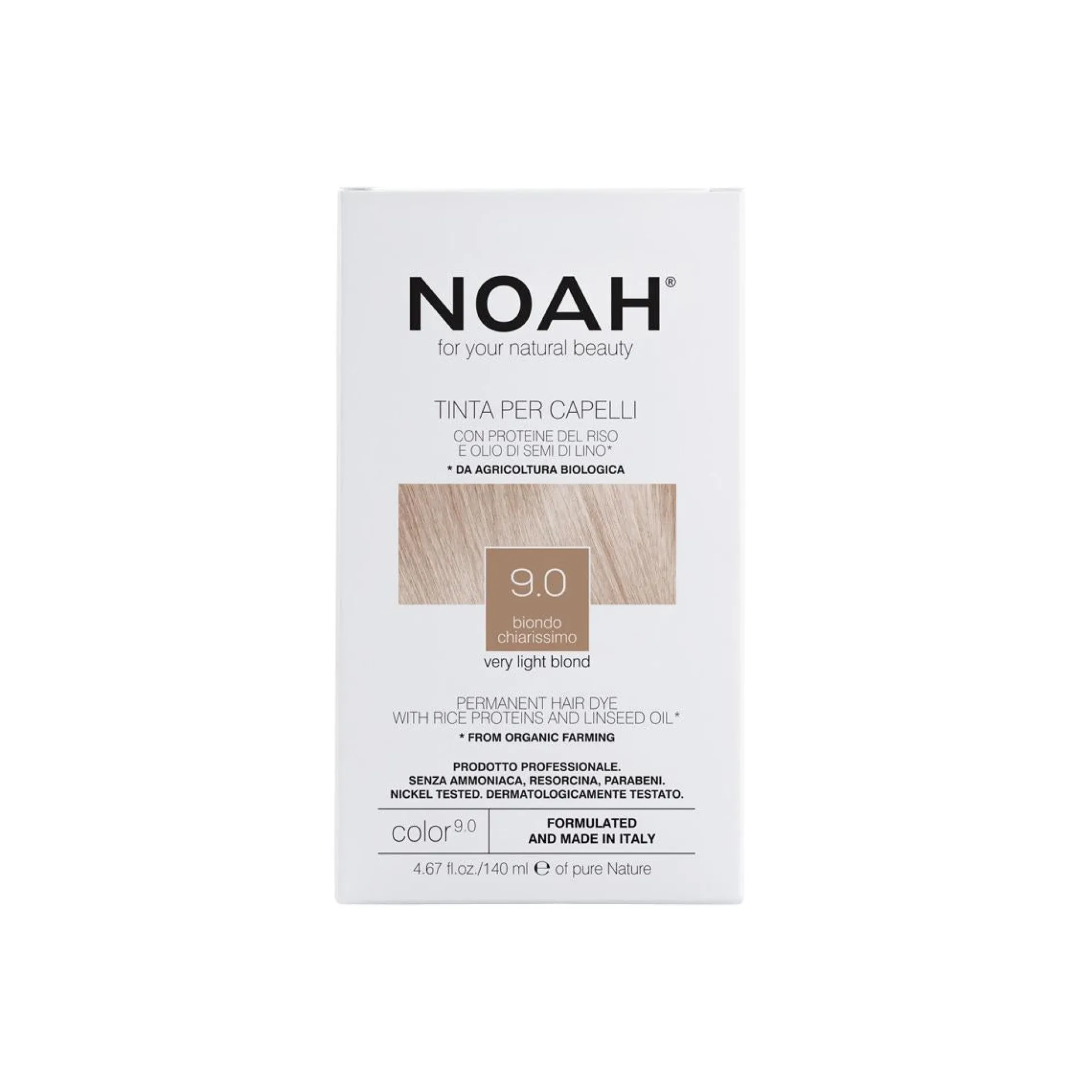 Tinte capilar rubio muy claro 9.0 Noah 140 ml