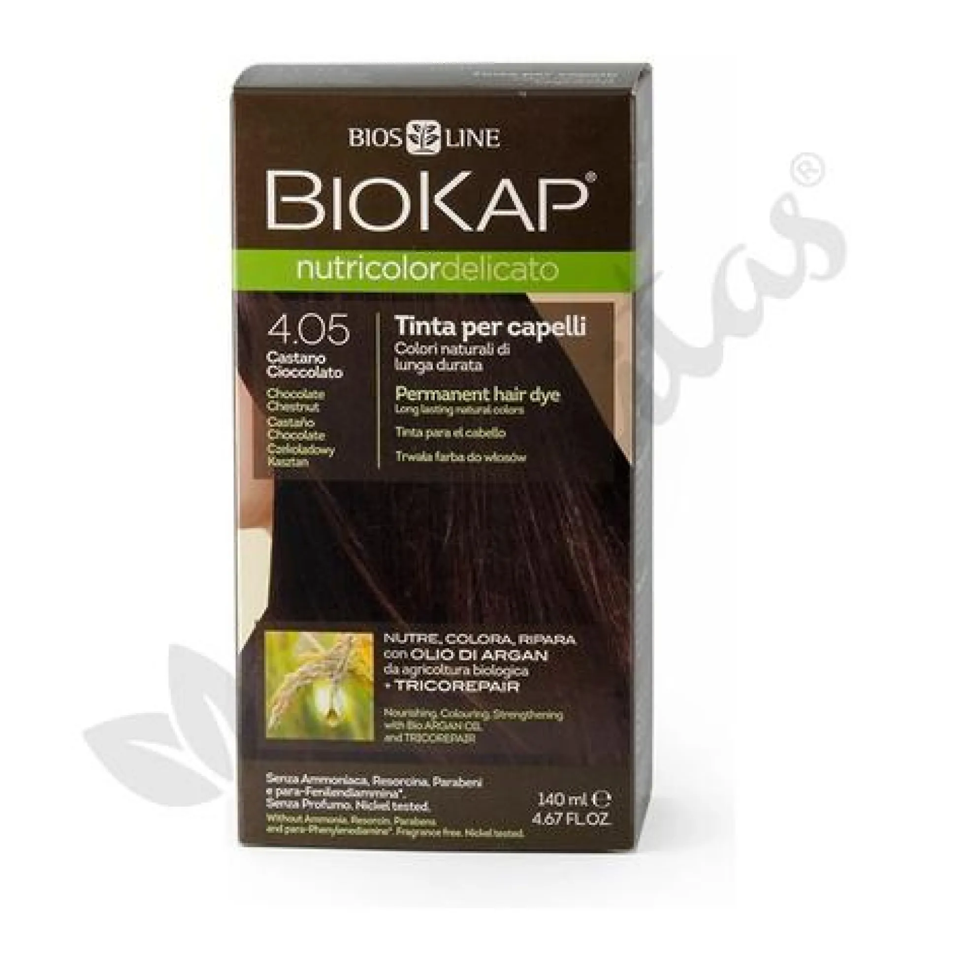 Tinte Castaño Chocolate Delicato Dye 4.05 Biokap 140 ml