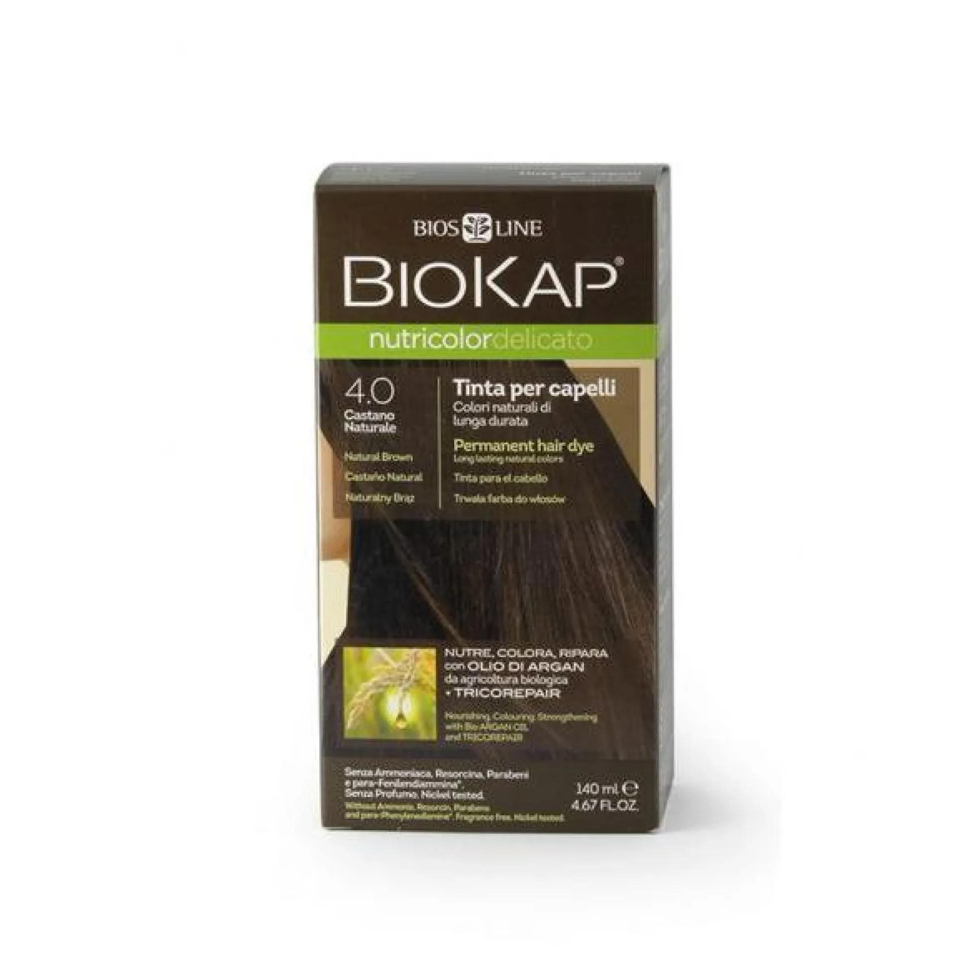 Tinte Castaño Natural Delicato Dye 4.00 Biokap 140 ml