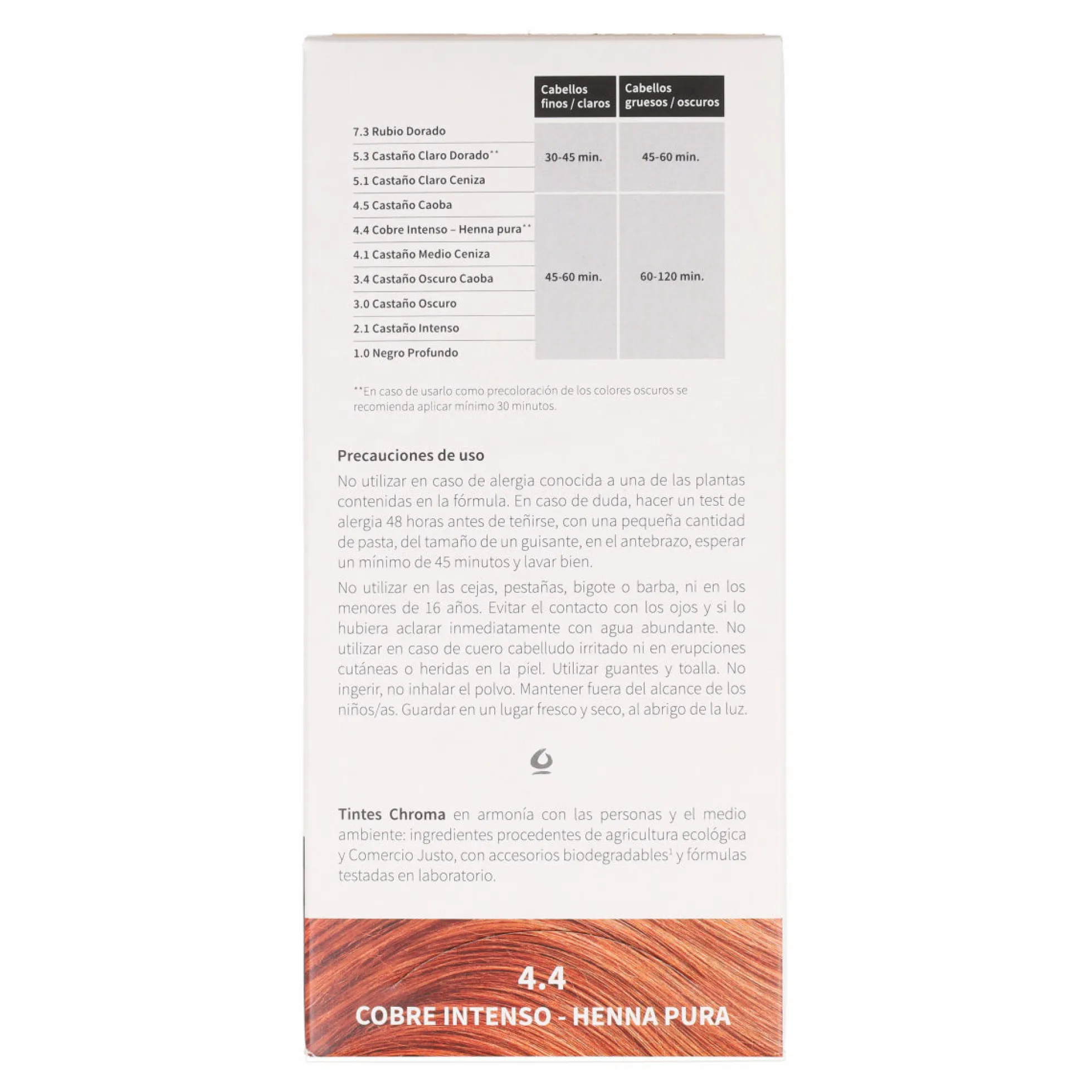 Tinte Chroma BIO Cobre Intenso - Henna pura 4.4 100 g